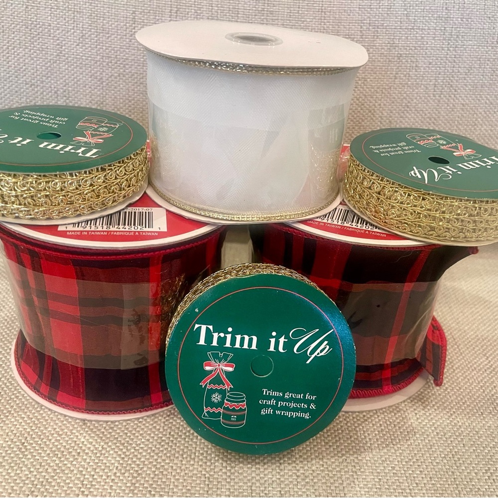 Michaels Holiday Ribbon Collection - Red, Gold, and White